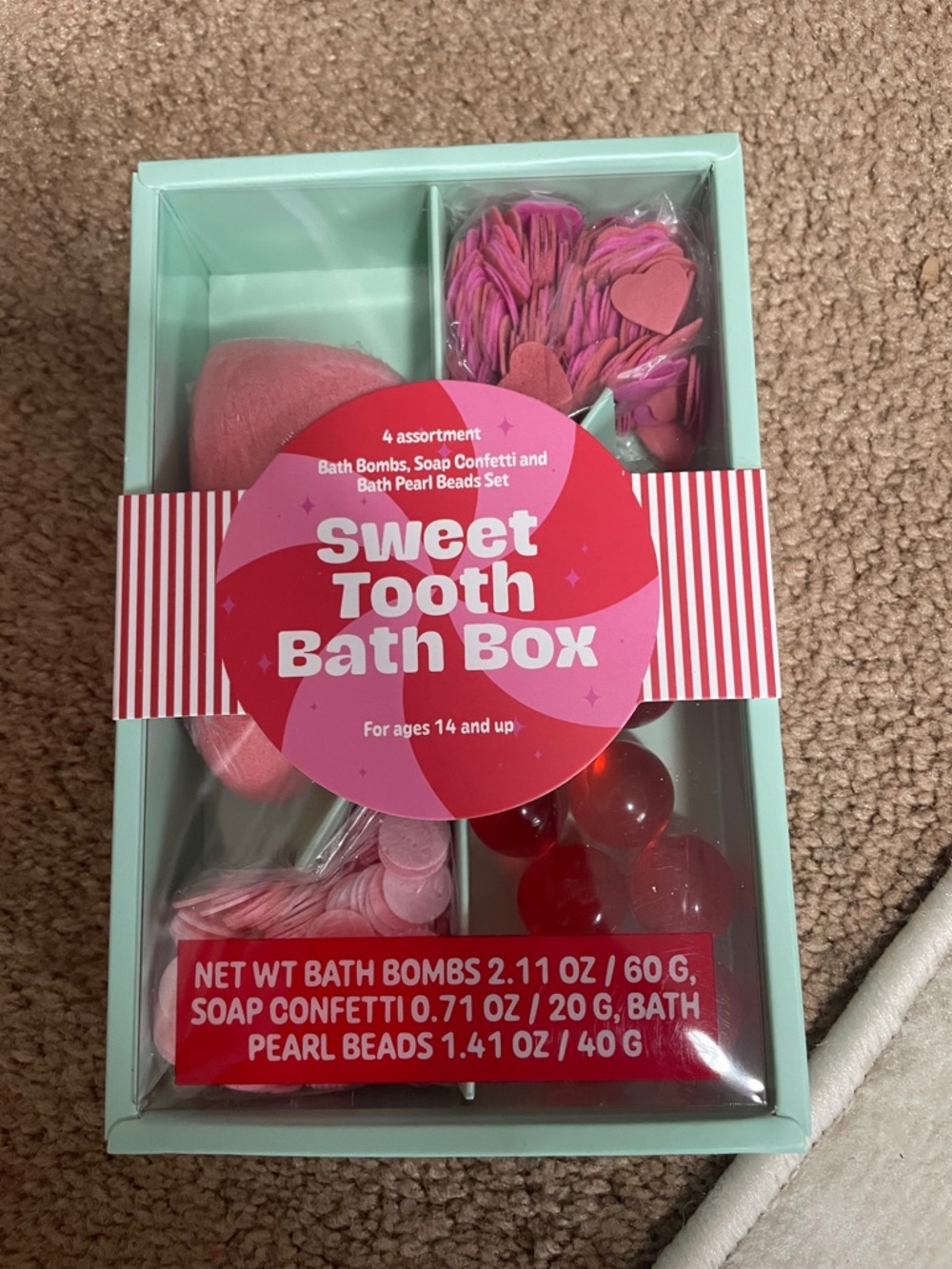 Sweet Tooth Bath Box - Pink Assorted Bath Bombs & Confetti